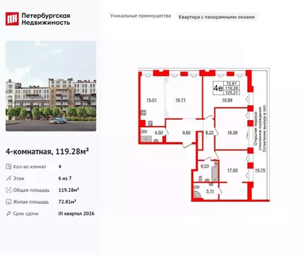 4-к кв. Санкт-Петербург Империал Клаб жилой комплекс (119.28 м)