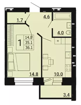 1-к кв. Орловская область, Орловский муниципальный округ, д. Образцово ...
