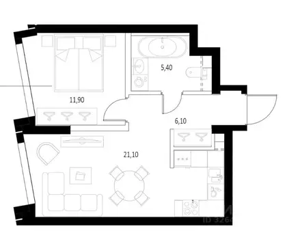 1-к кв. Москва Северный порт жилой комплекс (44.5 м)