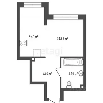 Студия Тюменская область, Тюмень Харьковская ул., 72А (28.0 м)
