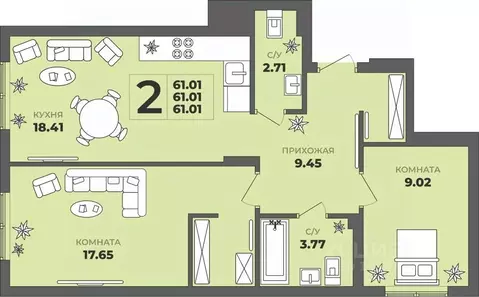 2-к кв. Калининградская область, Калининград ул. Генерала Толстикова, ...