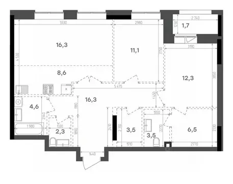 2-к кв. Татарстан, Казань Краснококшайская ул., 60 (86.95 м)