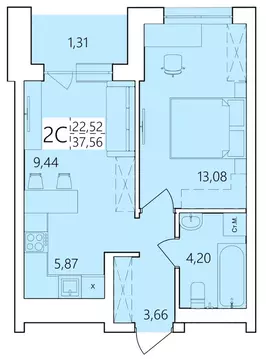 2-к кв. Башкортостан, Уфа ул. Пожарского, 237 (37.56 м)