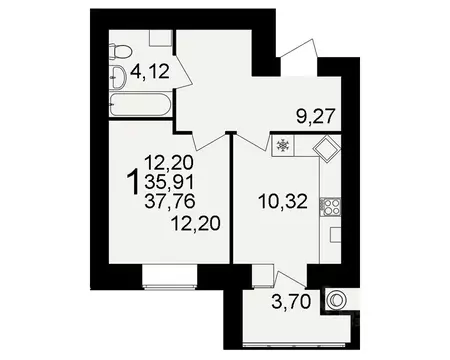1-к кв. Рязанская область, Рязань ул. Княжье Поле, 10 (35.91 м)