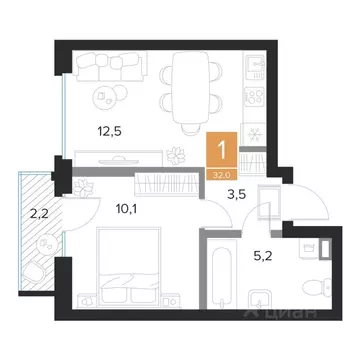 1-к кв. Курская область, Курск Парковый квартал Чувства жилой комплекс ...