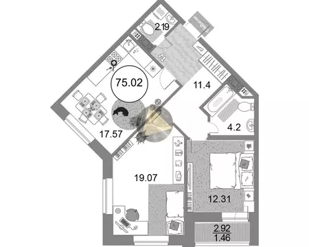 2-комнатная квартира: Санкт-Петербург, проспект Авиаконструкторов, 54 ...