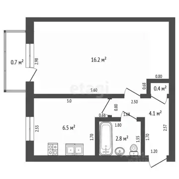 1-к кв. Мордовия, Саранск ул. Богдана Хмельницкого, 65 (30.0 м)