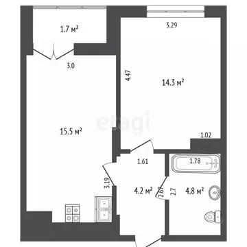 1-к кв. Мордовия, Саранск ул. Полежаева, 94 (38.8 м)