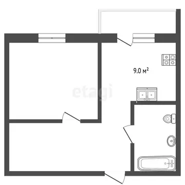 1-комнатная квартира: Патрушева, улица Александра Пушкина, 16 (29.13 ...
