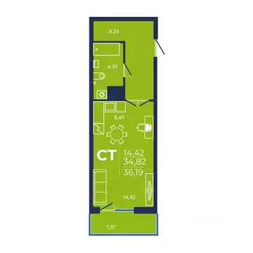 1-к кв. Башкортостан, Уфа просп. Дружбы Народов, 51/1 (36.0 м)