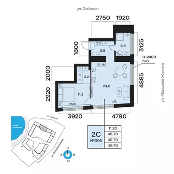 2-к кв. Башкортостан, Уфа Сипайлово жилрайон, Атлантис жилой комплекс ...