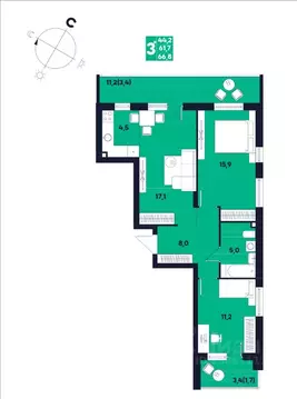 Студия Пермский край, д. Кондратово ул. Улановой, 6 (66.8 м)