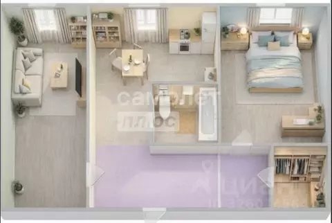 2-к кв. Омская область, Омск пос. Амурский, ул. Нахимова, 57 (43.6 м)