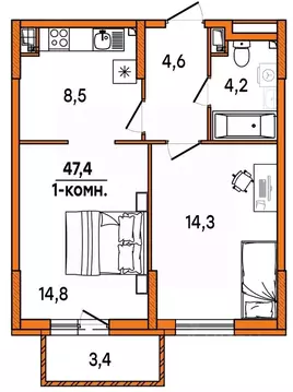 1-к кв. Ульяновская область, Ульяновск Киндяковка мкр, Заря жилой ...