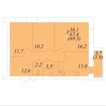 3-к кв. Вологодская область, Вологда Новгородская ул. (69.3 м)