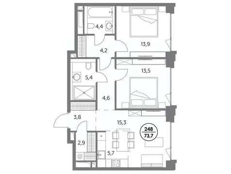 2-к кв. Москва Шлюзовая наб., 2/1С1 (73.7 м)