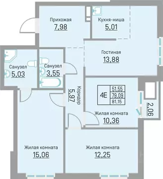 4-к кв. Пермский край, д. Кондратово ул. Водопроводная, 6/4 (81.15 м)