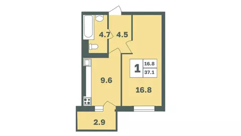 1-к кв. Башкортостан, Уфа Дагестанская ул., лит12 (37.1 м)