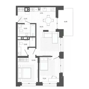 3-к кв. Алтайский край, Барнаул ул. Сизова, 20 (68.99 м)