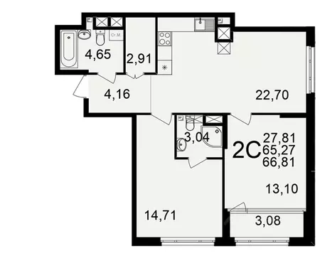 2-к кв. Рязанская область, Рязань ул. Ленинского Комсомола (65.27 м)