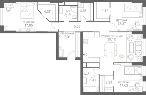 3-к кв. Москва Шмитовский проезд, 39к6 (110.26 м)