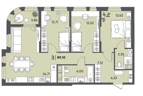3-к кв. Пензенская область, Пенза Засурье мкр, Лес жилой комплекс ...