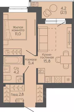 1-к кв. Волгоградская область, Волгоград Трехгорная ул., 27 (41.3 м)