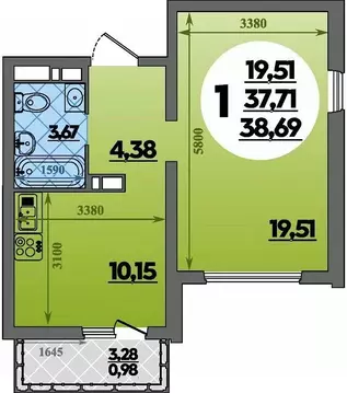 1-к кв. Адыгея, Майкоп  (38.75 м)