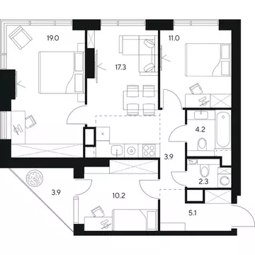 3-к кв. Москва 7-й кв-л,  (76.9 м)