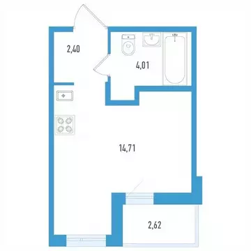 Студия Санкт-Петербург Аэросити Лайф жилой комплекс (22.43 м)