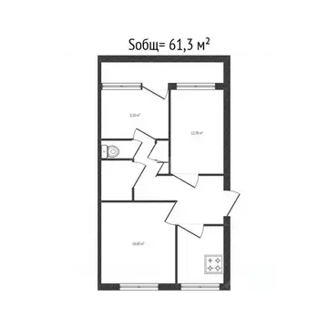 3-к кв. Брянская область, Клинцы Союзная ул., 100 (61.3 м)