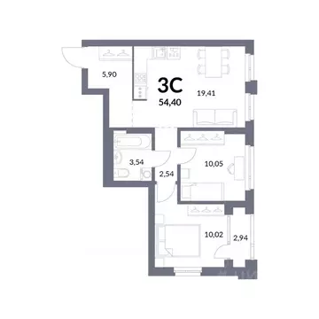 3-к кв. Новосибирская область, Новосибирск Горский мкр, Горская лагуна ...