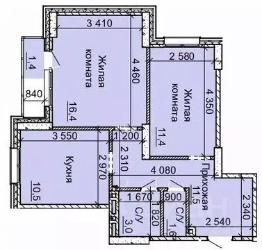 2-к кв. Новосибирская область, Новосибирск Юбилейный мкр,  (55.7 м)