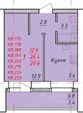 1-к кв. Алтайский край, Новоалтайск Индустриальная ул., 18А (29.8 м)