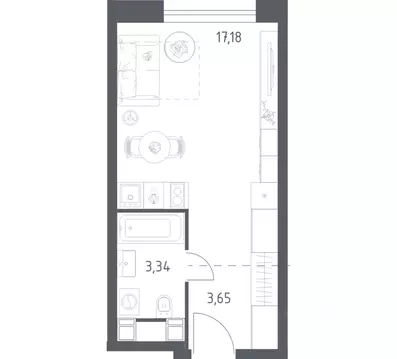 Студия Москва Пятницкое ш., 56Б (24.17 м)