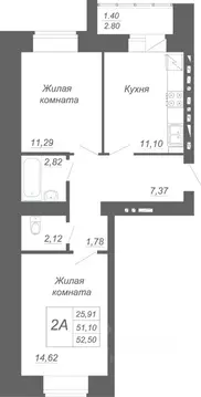 2-к кв. Татарстан, Зеленодольский район, Осиновское с/пос, с. Осиново ...