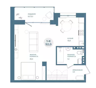 1-к кв. Красноярский край, Красноярск Свердловская ул., 6Е (51.8 м)