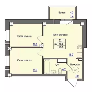 2-к кв. Псковская область, Псковский район, Завеличенская волость, д. ...