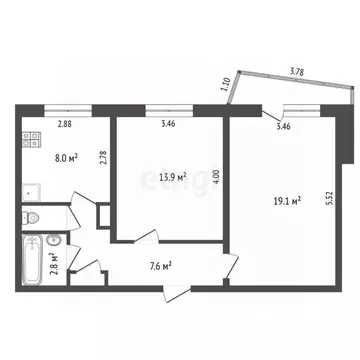 2-к кв. Омская область, Омск просп. Комарова, 23 (52.9 м)