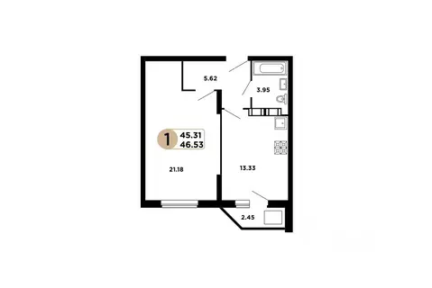 1-к кв. Самарская область, Самара Московское шоссе, 18-й км, 57 (45.31 ...