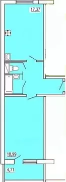 Квартира, 2 комнаты, 52.2 м