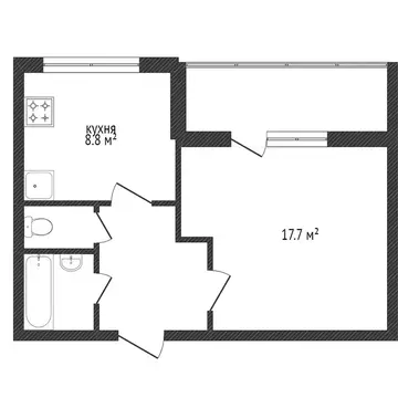 1-комнатная квартира: Златоуст, 6-я Демидовская улица, 53 (41.1 м)