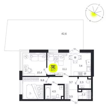 3-к кв. Свердловская область, Екатеринбург Южная Ботаника жилрайон, ...