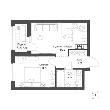 1-к кв. Свердловская область, Екатеринбург Солнечный жилрайон,  (37.8 ...
