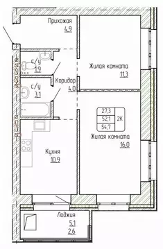 2-к кв. Алтайский край, Новоалтайск ул. Титова, 6 (54.7 м)