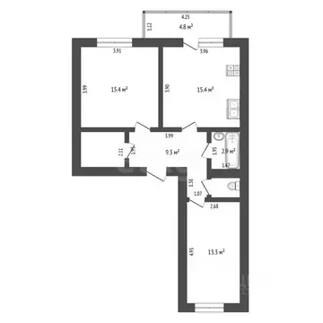 2-к кв. Тюменская область, Тюмень ул. Щербакова, 140 (62.0 м)