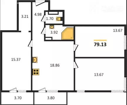 3-комнатная квартира: Воронеж, улица Ворошилова, 63/2 (79.13 м)