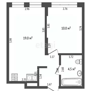 1-к кв. Тюменская область, Тюмень ул. Андрея Кореневского, 11 (35.6 м)