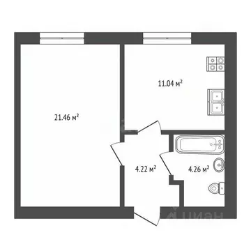 1-к кв. Мордовия, Ковылкино Кооперативная ул., 5 (40.98 м)