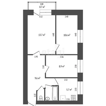 3-комнатная квартира: Омск, посёлок 40 лет Октября, Камерный переулок, ...
